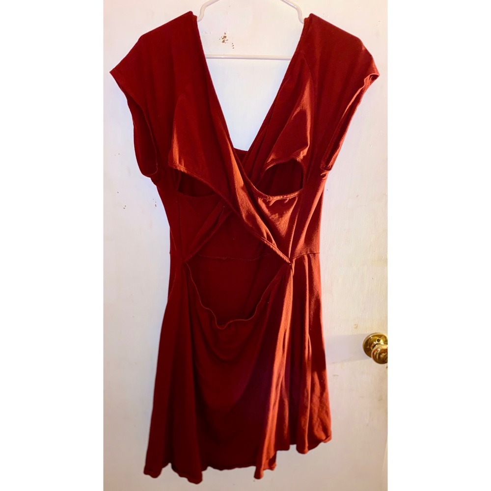 Maroon open back skater dress